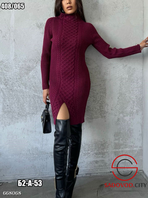 Вязанное женское платье с разрезом - Bruno фото 8