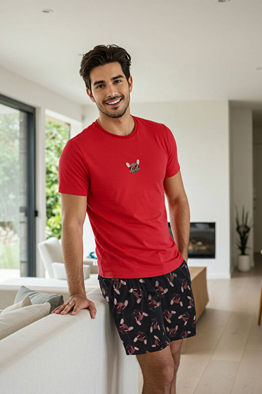 K_rm_z_ Regular Fit Bask_l_ _ortlu _rme Pijama Tak_m_ TMNSS25PT00020 - Trendyolmilla фото 2