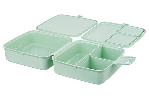 Ланч-бокс 1,2 л 15*15*9 см Бенто Сова в перьях + вилка и ложка, фисташковый (модель 487) - Elan gallery фото 7