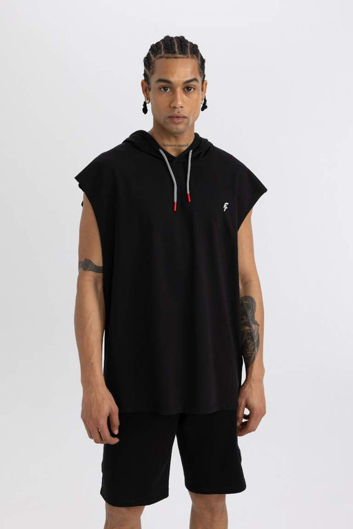 DeFactoFit Спортивная майка Oversize с капюшоном и принтом фото 4