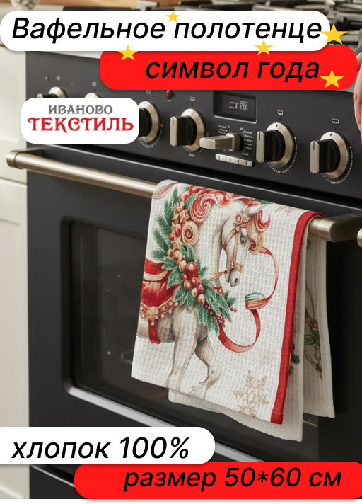 Полотенце 50*60 см вафельное (Сказочный конь) - Ивановотекстиль фото 3
