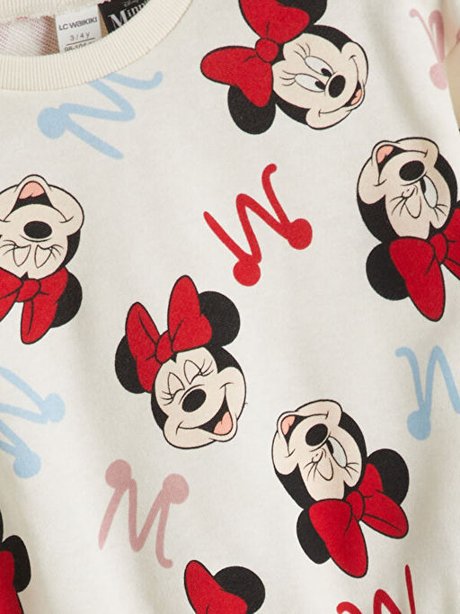 Minnie Mouse Bask?l? K?z ?ocuk Sweatshirt ve Tayt Pantolon 2li