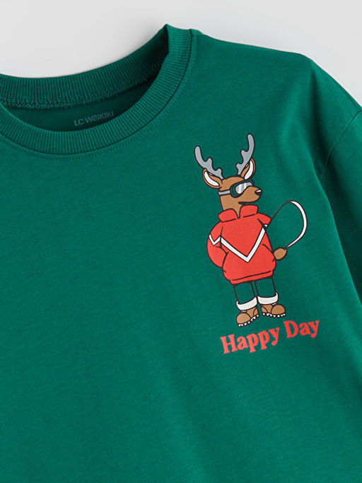 Bask?l? Uzun Kollu Erkek ?ocuk Ti??rt