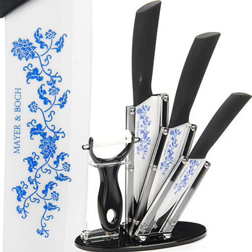 21853-1 Ножи КЕРАМИЧЕСКИЕ ЧЕРНАЯ сил/руч+овощерезка (5пр)МВ(х10)