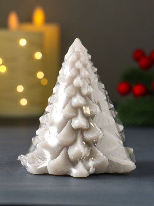 Цена за 2 шт. Свеча новогодняя Ель пушистая, 808090 мм, серебро - Simaland фото 4