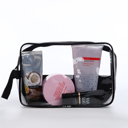 Косметичка на молнии, с ручкой, цвет чёрный