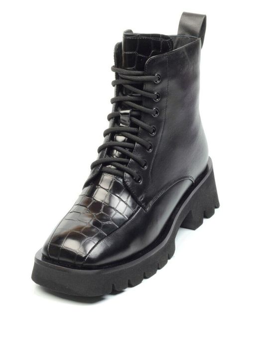 01-CG34-1 BLACK Ботинки демисезонные женские (натуральная кожа, байка)