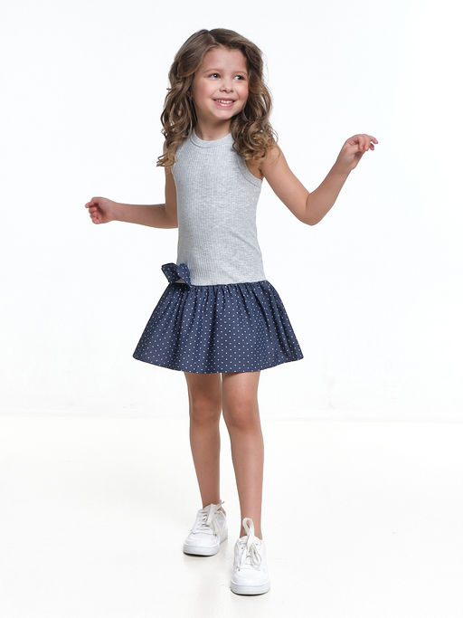 Платье комбинированное 22-7183 серый/джинс - Mini maxi фото 2