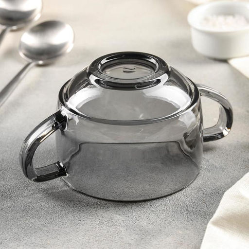 Бульонница Paşabahçe «Грей», 480 мл, стекло, с ручками, серая