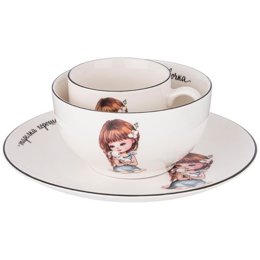 НАБОР ПОСУДЫ LEFARD ХОРОШАЯ ДЕВОЧКА, 3 ПР.: САЛАТНИК 470МЛ, ТАРЕЛКА 20СМ, КРУЖКА 220МЛ  фото 3