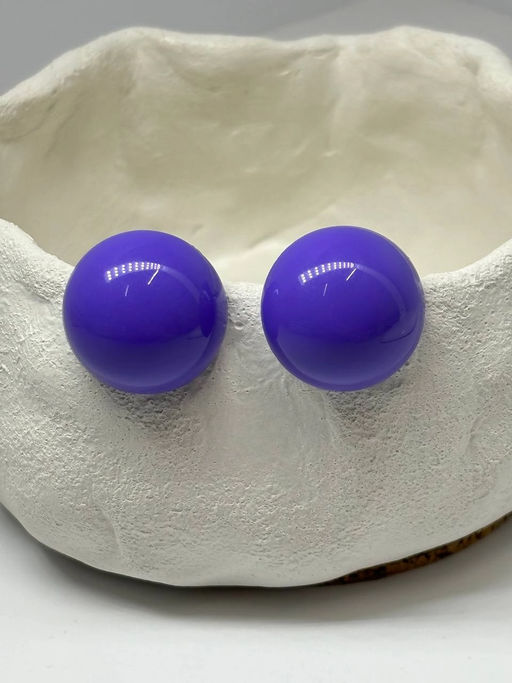 Серьги Пуговки (гвоздики) PW0099 сирень-глянец - Mini maxi фото 4