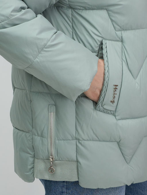 Куртка зимняя женская из овчина стильная и модная зеленого цвета 7309Z - Visdeer фото 9