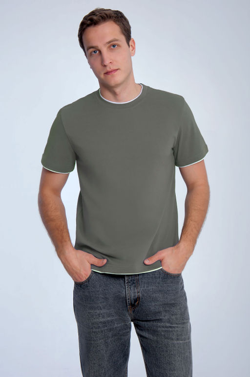 Арт. 67115/5 Футболка мужская 48-56 (5 шт) Цвет:серо-зеленый - Идеал фото 2