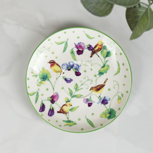 Сервиз чайный Доляна Зелёный сад, 12 предметов: 6 чашек 220 мл, 6 блюдец d=13 см, фарфор