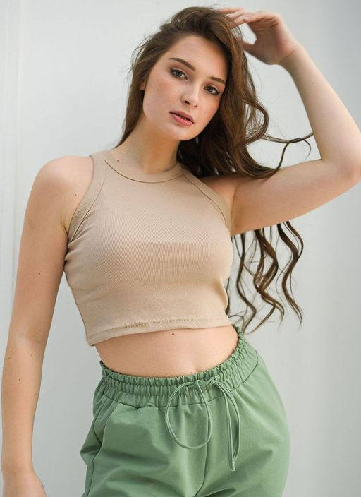 Майка-топ Кашкорсе рубчик лапша - Оптима фото 30