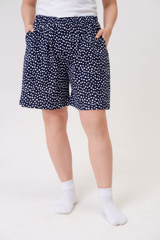 Шорты женские из кулирки Цветник горошек на темно-синем макси - Амадэль фото 7