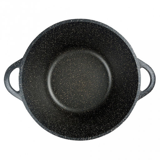 Кастрюля с антипригарным покрытием 3л, д24см "Гранит", h11,5см, s0,4см, литые ручки, стеклянная крышка с пароотводом, форма "Классик волна", подарочная упаковка (Россия)