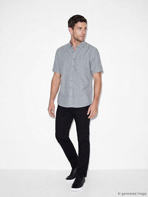 Regular Fit Keten Kar???ml? Erkek G?mlek