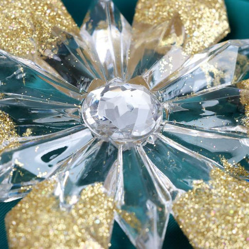 Цена за 2 шт. Ёлочная игрушка Зимнее волшебство. Снежинка - лучистая сияние, 12.511.5 см, прозрачно-золотой фото 3