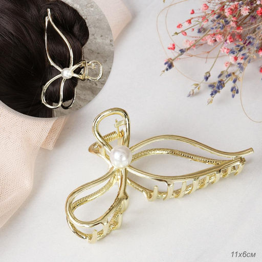 Заколка-краб для волос / XY2415-24 /уп 40/металл/золото/жемчуг - ГалеонТрейд фото 3
