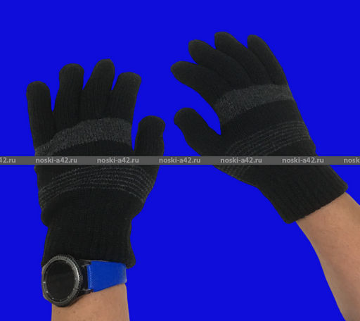 Цена за 12 шт. Мужские перчатки зимние толстые двойные ПОЛОСА арт. 2162 длина перчатки 24-25 см - For you фото 3