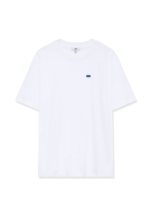 Bisiklet Yaka Basic Beyaz Tisort - Mavi фото 7