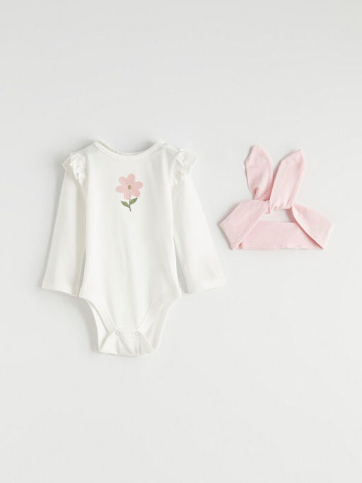 ?i?ek Bask?l? K?z Bebek Tak?m 3l?