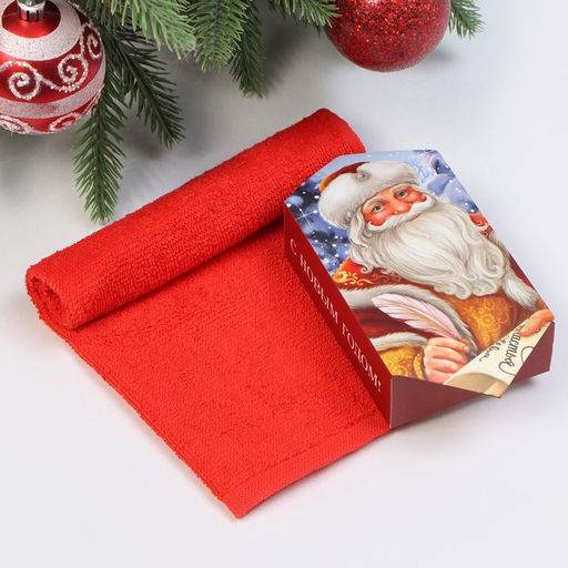 Полотенце махровое Этель. Дед Мороз, 30?30 см, хлопок 100%