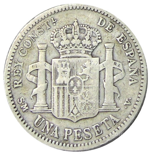 Монета 1 песета 1904 года Испания