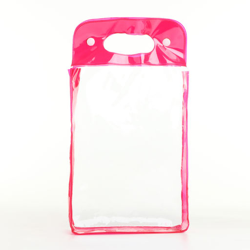 Косметичка на кнопках для бассейна, с ручками, прозрачная/малиновая