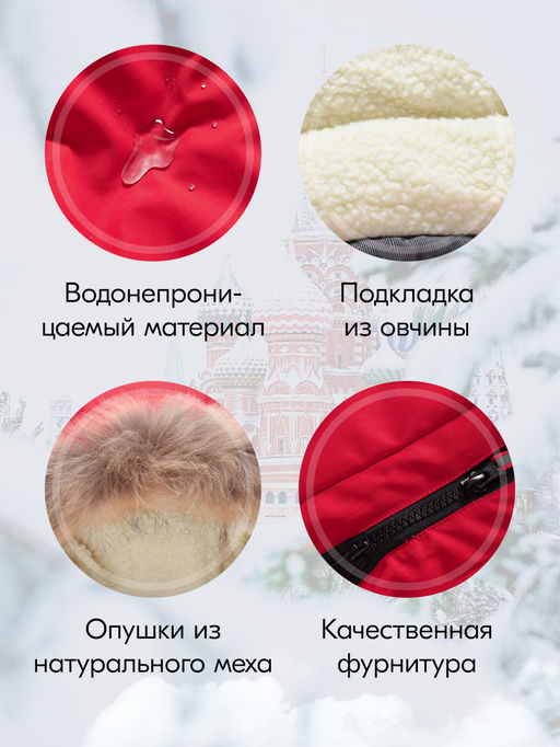 Куртка парка зимняя подростковая для девочки с капюшоном и мехом красного цвета 9446Kr