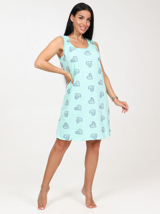 438 ЖЕНСКАЯ СОРОЧКА (Ментол/сердца) - А-дина фото 3