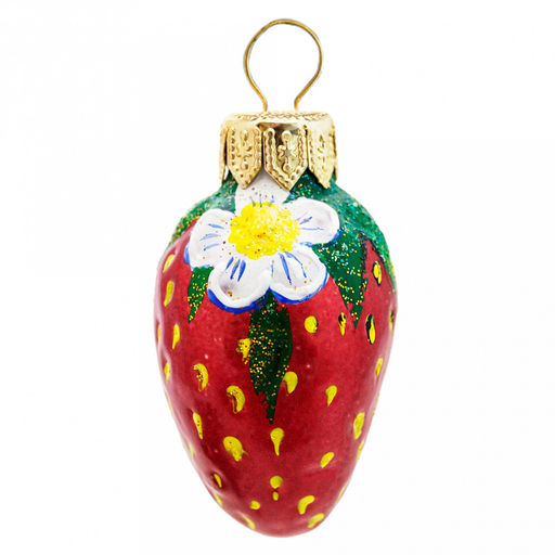 Елочная игрушка фигурка стеклянная Земляничка-11 д4см, h6см, ручная художественная роспись, подарочная упаковка (Россия) - Домашняя мода фото 2