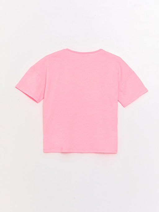 Bisiklet Yaka Bask?l? K?sa Kollu K?z ?ocuk Ti??rt - Waikiki фото 2