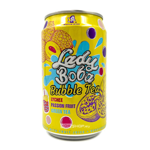 Напиток холодный чай Бабл Ти со вкусом личи и маракуйи Bubble Tea Lady Boba Madam Hong, Тайвань, 320 мл Акция