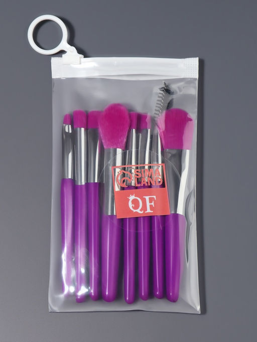 Цена за 2 шт. Набор кистей для макияжа COLOR POWER, 8 шт., чехол, фиолетовый