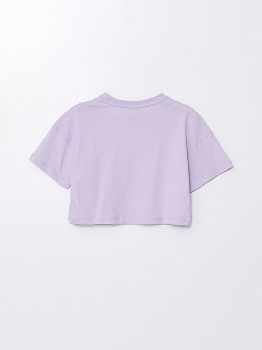 Bisiklet Yaka Basic K?sa Kollu K?z ?ocuk Crop Ti??rt