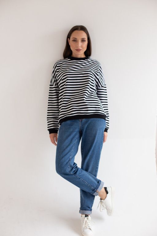 Свитшот полоска с черным, тельняшка, футер 2хнитка петля, пенье