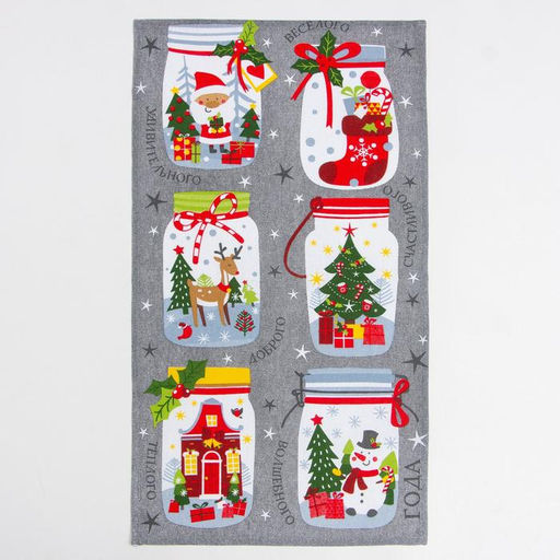 Набор новогодних кухонных полотенец Доляна Волшебство 35?60 см-4 штуки, 100% хлопок