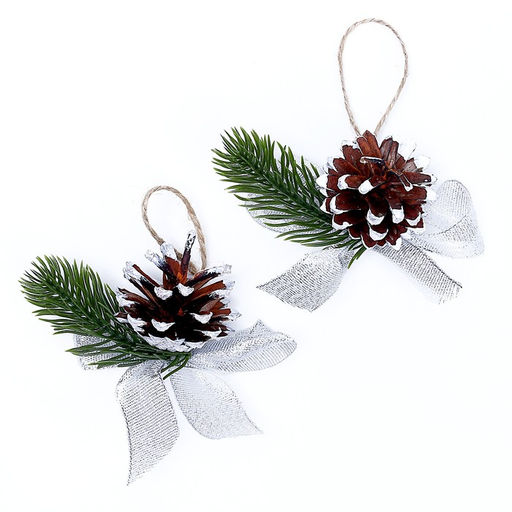 Подвеска новогодняя на ёлку «Шишка и веточка» набор 2 шт.