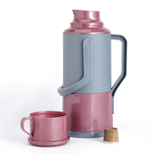 Термос, 1.2 л, со стеклянной колбой, сохраняет тепло 24 ч, пластик, МИКС