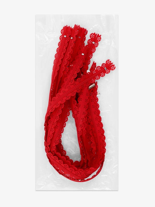 Цена за 10 шт. Молния «Спираль», №3, неразъёмная, ажурная, замок автомат, 50 см, красная