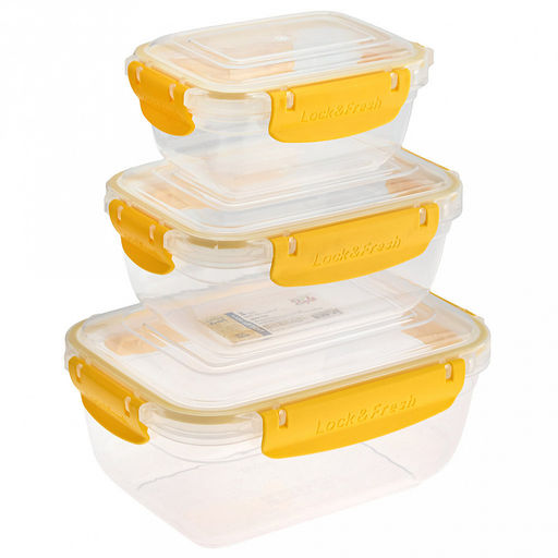 Контейнер для продуктов пластмассовый Мастер набор 3шт: 0,4л, 0,8л, 1,4л, прямоугольный, с клипсами, воздухонепроницаемый (герметичный), съемный силиконовый уплотнитель, подходит для СВЧ (Россия) - Домашняя мода фото 2