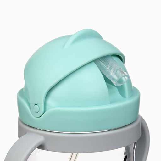 Поильник - непроливайка детский Крошка Я с силиконовой трубочкой и грузиком, от 9 мес., 250 мл., с ручками, бирюзовый