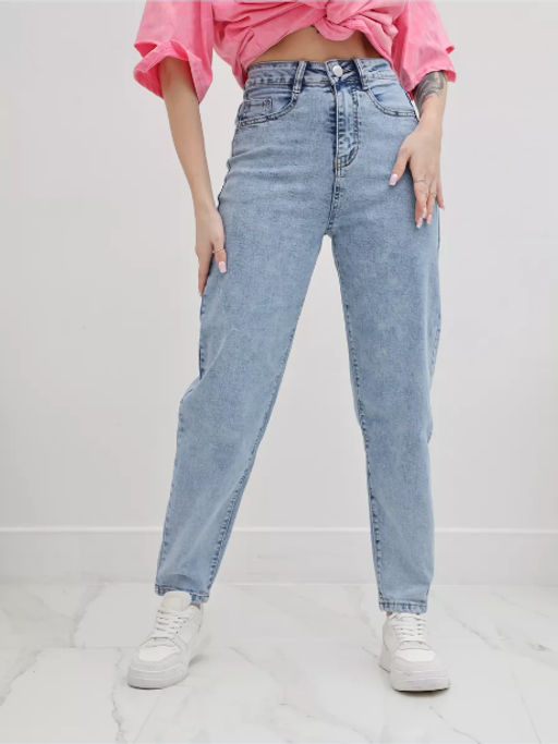 Джинсы мом с высокой посадкой зауженные, Артикул: 129180