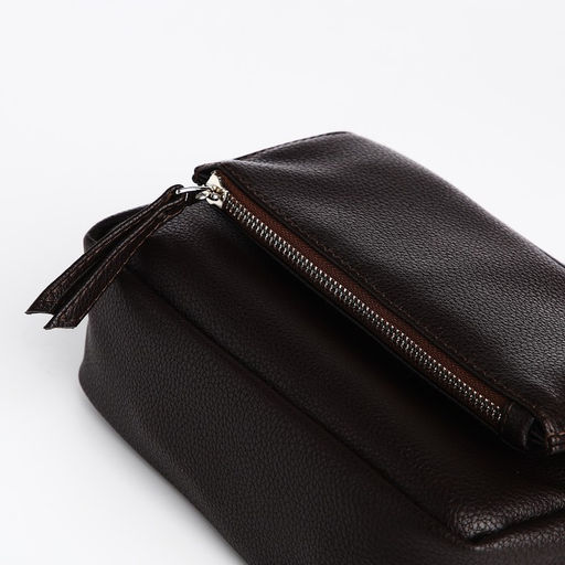 Сумка женская кросс-боди TEXTURA на молнии, 21×7×13 см, тёмно-коричневая