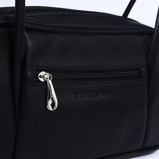 Сумка женская TEXTURA, саквояж, средний размер, цвет чёрный  фото 6