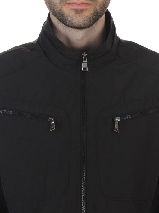 D-3019 BLACK Ветровка мужская (60% хлопок, 40% нейлон)