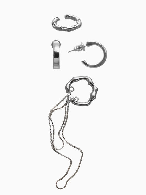 Набор серьги и каффы 4 шт. Минимализм водопад, цвет серебро