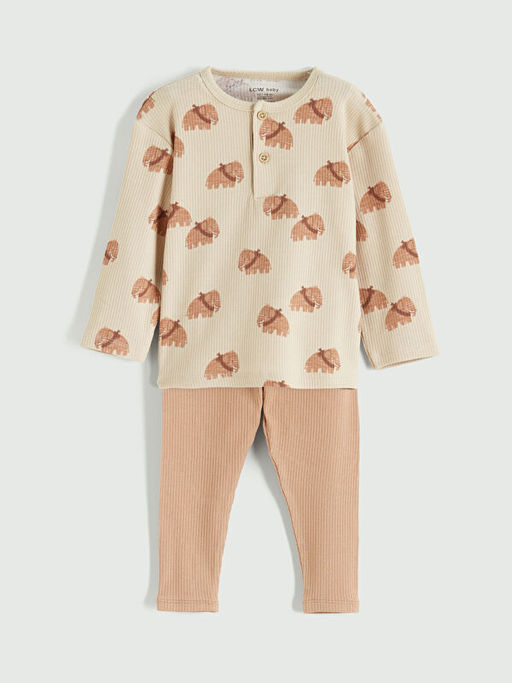 Fil Desenli Erkek Bebek Ti??rt ve Tayt